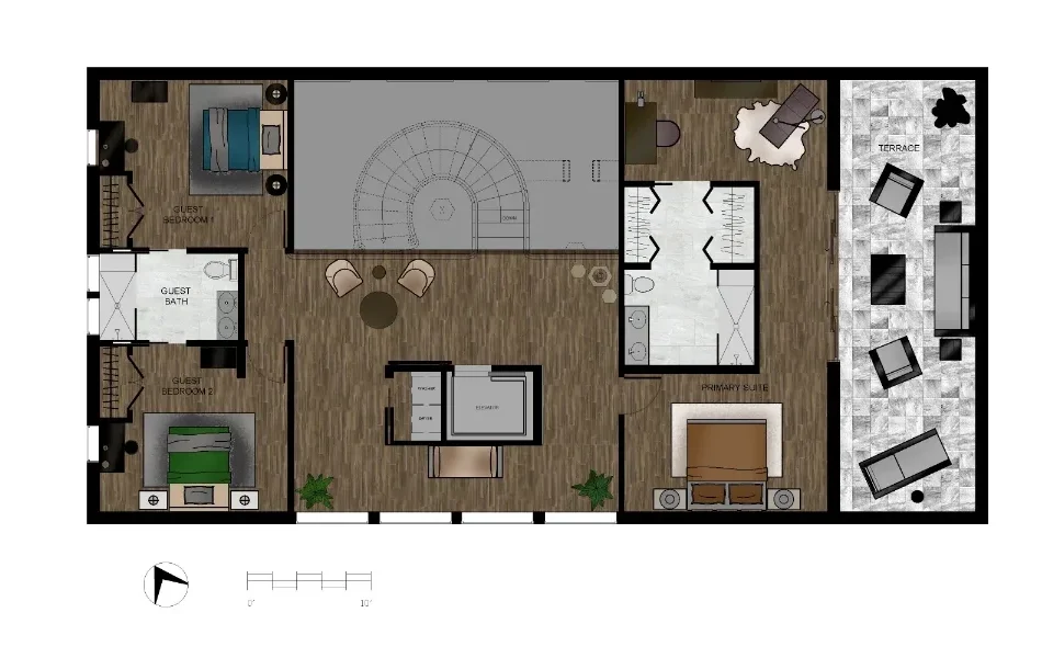 botera residence rendered second floor plan