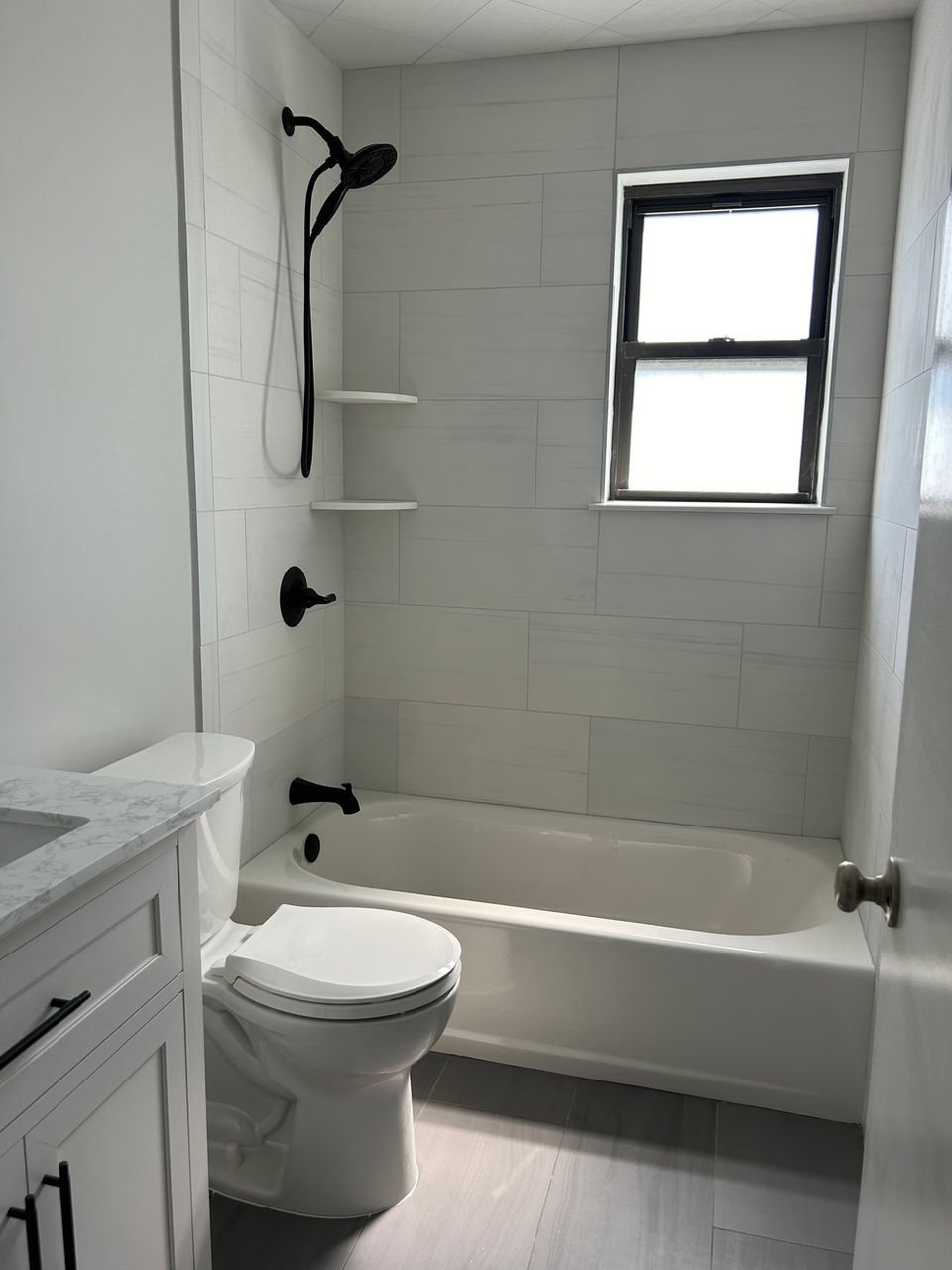 full bathroom renovation modern farmhouse style